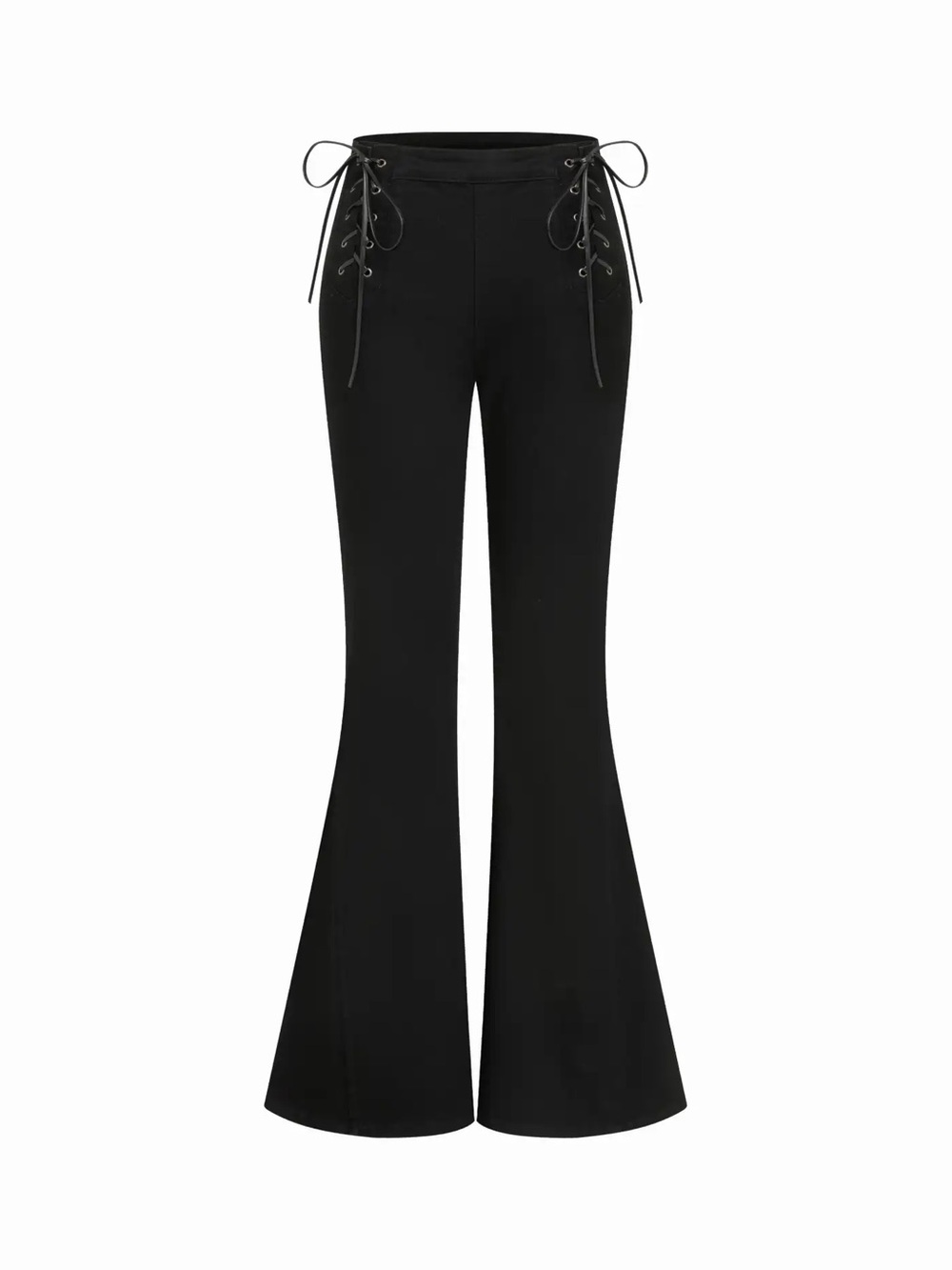 Cider Black High-Waist Lace-Up Flare Pants XL